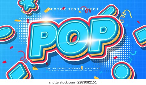 A pop effect with a blue background and the word pop in the middle.