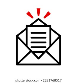 Pop email notification icon. Receiving mail. Vector.