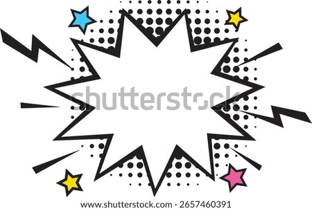 Pop explosion speech bubble with American comic book design