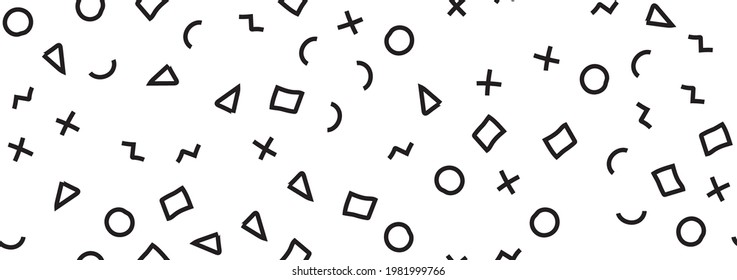 Pop Fashion Concept. Line Abstract Doodle. Fabric Dash Ornament. Retro Geometric Print. Retro Decorative Wallpaper Shape. Trendy Set Ornament Background Line Seamless Design.