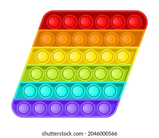 Pop it fidget, antistressor toy vector in flat style. Trendy sensory playthings. Colorful hand toy for children, push bubbles for enjoy. Anti stress kid game. 