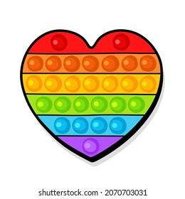 Pop It fidget heart. Antistress. Toy icon, trend. Vector illustration in doodle style