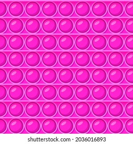 Pop It fidget patterns. Bright antistress toy design. Colorful vector illustration for children close up. Simple top view, flat lay. Pink color pattern.