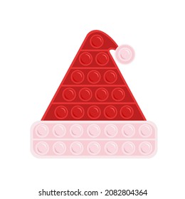 Pop It fidget toy, red hat. Vector Illustration for printing, backgrounds, covers, packaging, greeting cards, posters, stickers, textile, seasonal design. Isolated on white background.
