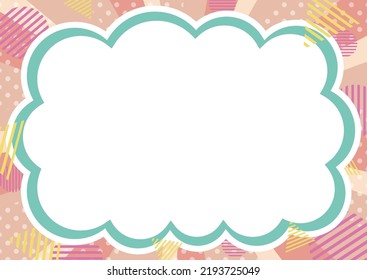 Pop fluffy balloon frame and geometric pattern on natural colored concentrated line background.