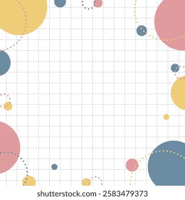 Pop Frame with Multiple Circles, Grid Background, Square Size