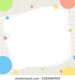 Pop Frame with Torn Graph Paper and Multiple Circles, Square Size