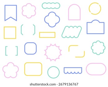 Conjunto de ilustrações de vetor de quadro pop. Quadros, títulos, corações, flores