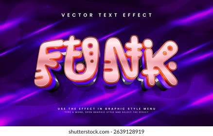 Pop funk purple, editable vector text effect. Suitable for happy time event.