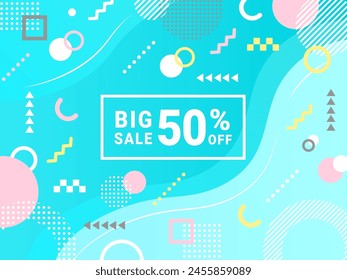 Pop geometric pattern background material_light blue