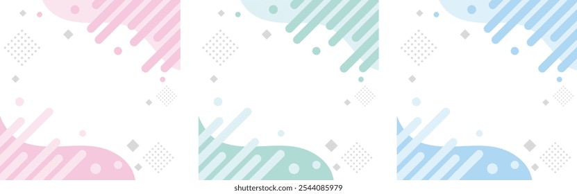 Pop geometric pattern background set, vector illustration