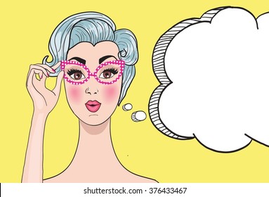 Pop Up Girl with  speech bubble