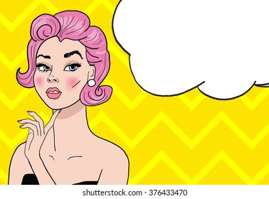 Pop Up Girl with  speech bubble