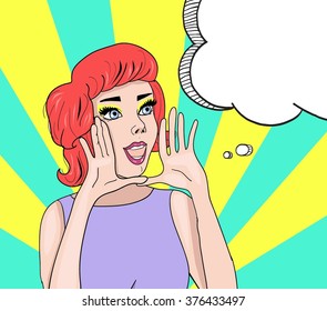 Pop Up Girl with  speech bubble