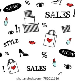 Pop up girly sassy sales shopping pattern seamless