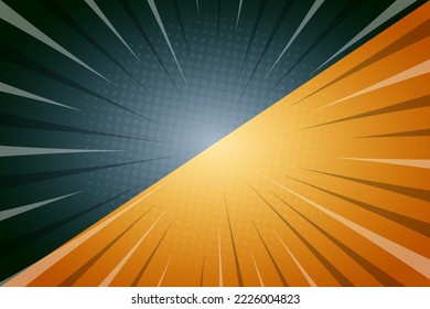 Pop up media textura libro de historietas starburst rays retro fondo de lucha negro y naranja diseño de estilo de comic ilustración vectorial