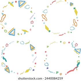 Pop hand-drawn pattern and pattern frame illustration set