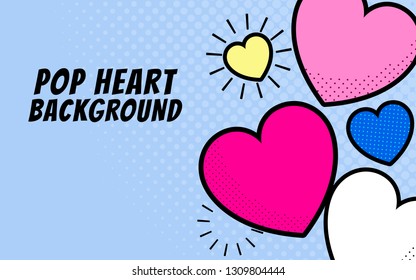 Pop heart background design vector