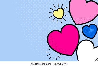 Pop heart background design vector