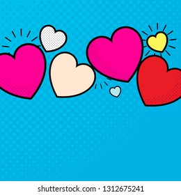 Pop heart background design vector