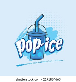 pop ice cup vector concept in blue