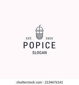 Pop ice logo icon flat design template