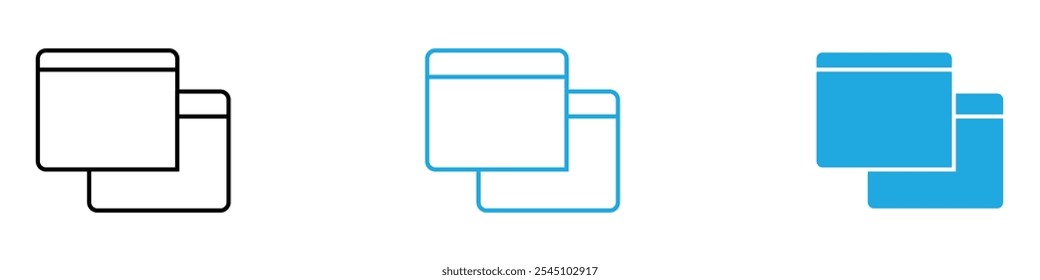 Pop Up Icon Set Vector illustration in black