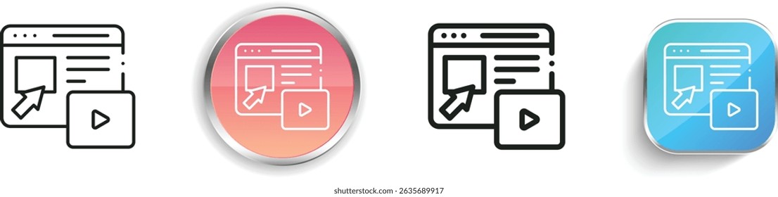 pop up icon. Thin Linear, Regular and Button Style Design Isolated On White Background