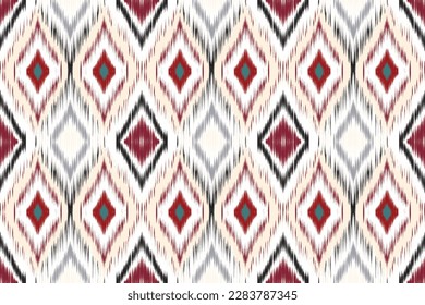 Pop ikat Abstract Ethnic art. Seamless pattern in tribal, folk embroidery, and Mexican style. Aztec geometric art ornament print.Design for carpet, cover.wallpaper, wrapping, fabric, clothing