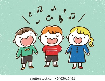 A pop illustration of children enjoying singing together