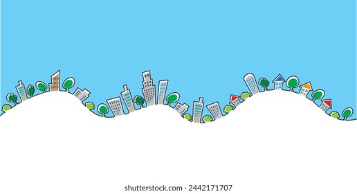 Pop illustration of cityscape. Building vector illustration.