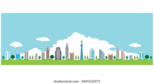 Pop illustration of cityscape. Building vector illustration.