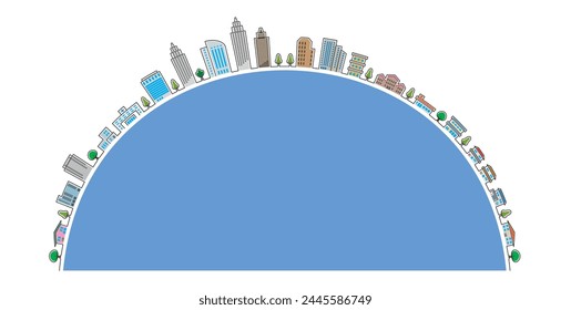 Pop illustration of cityscape. Building vector illustration.