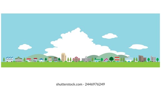 Ilustración Pop del paisaje urbano. Construyendo Ilustración vectorial.
