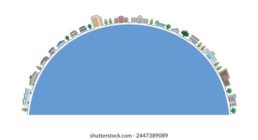 Pop illustration of cityscape. Building vector illustration.