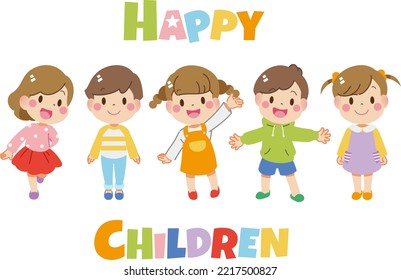 Pop illustration of cute smiling kids