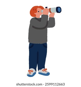 Pop illustration of a man looking through a telescope
