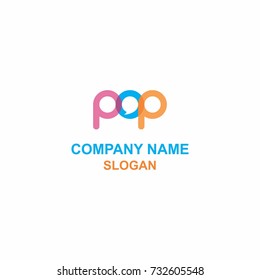 POP initial lowercase letters, colorful round with bubble speech messaging logo.	
