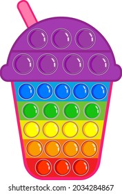 Pop it. Anti-stress. Simple Dimple. The icon of a fashionable toy. Vector illustration isolated on a white background. The color of the rainbow. A toy in the form of a glass.