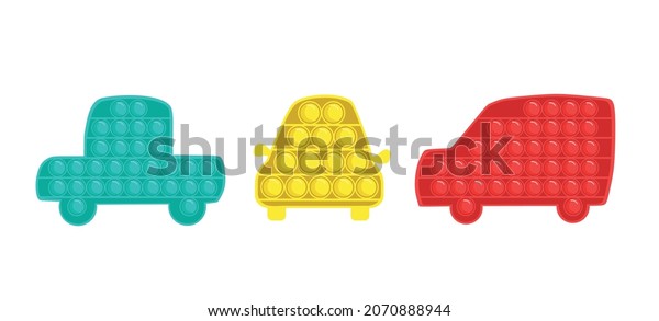 Pop It. Antistress.\
Toy icon, a fashionable toy in the form of toy cars. Vector cartoon\
illustration.