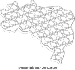 Pop it, Simple Dimple. Black white anti-stress Brazil contur. 3D