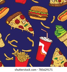 Pop Junk Food Seamless Pattern