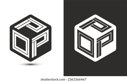 POP letter logo design with illustrator cube logo, vector logo modern alphabet font overlap style. Premium Business logo icon. White color on black background