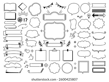 Pop line speech bubble and decoration illustration set