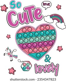 pop it love unicorn colorfull cute lovely