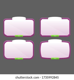 Pop Up Mini Windows Set Para Juego Ilustración De La Interfaz De Usuario De Juego Diseño De Botones Verdes De Madera Púrpura