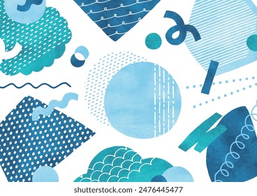 Pop and modern blue pattern watercolor