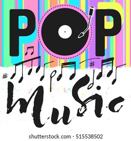 Pop Music Text Art Colorful Calligraphy Stock Vector (Royalty Free ...