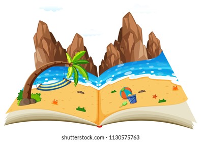 A pop up natural seascape book illustration