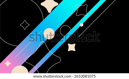 Pop Neon Cyan and Pink Gradient Light Beams with Cute Line Effects Background 